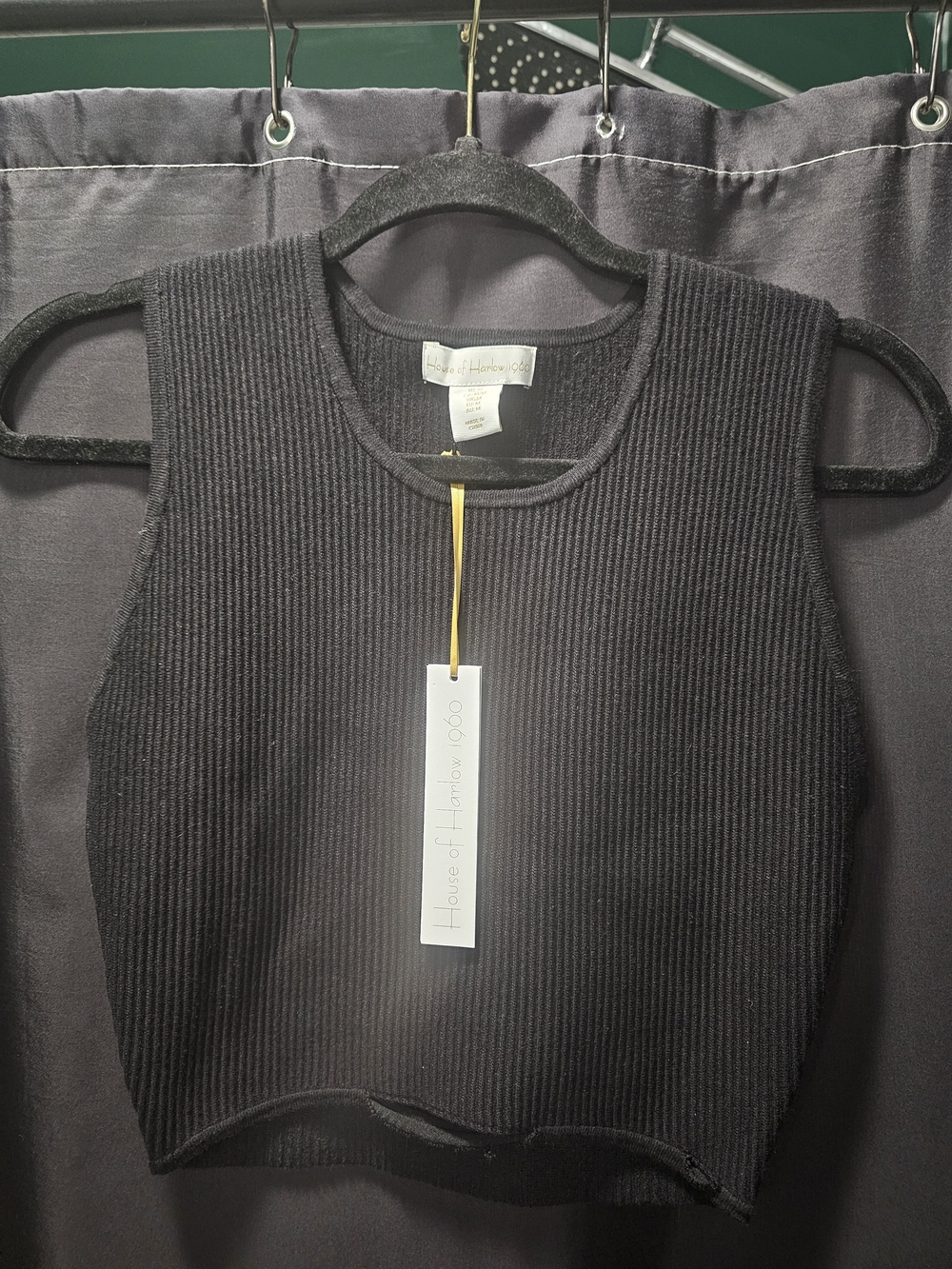 House of Harlow 1960 Black Ribbed Crop Tank